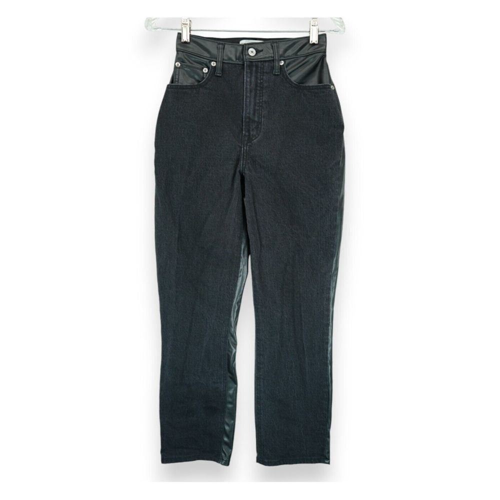 Abercrombie & Fitch Black Jeans/Leather Ankle Ultra High Rise Pants 25/0s ~ $140